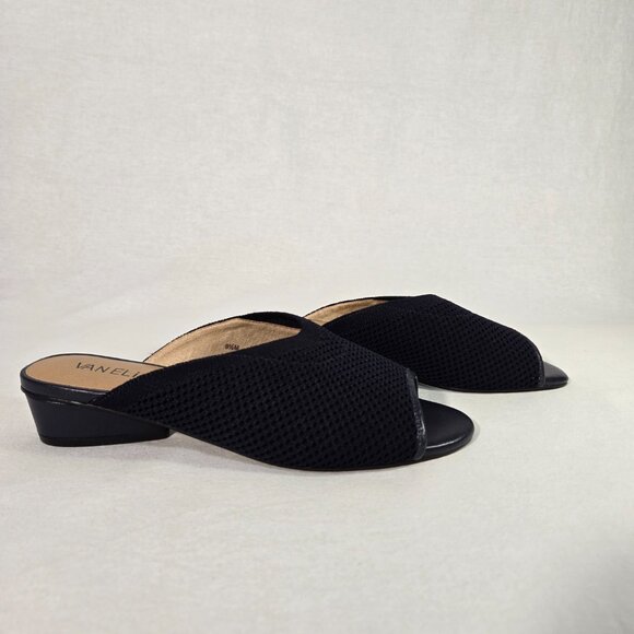 VANELi Finn Minimalist Comfort Blue Stretch Knit Open Toe Heels Size 9.5M New! - Picture 1 of 16